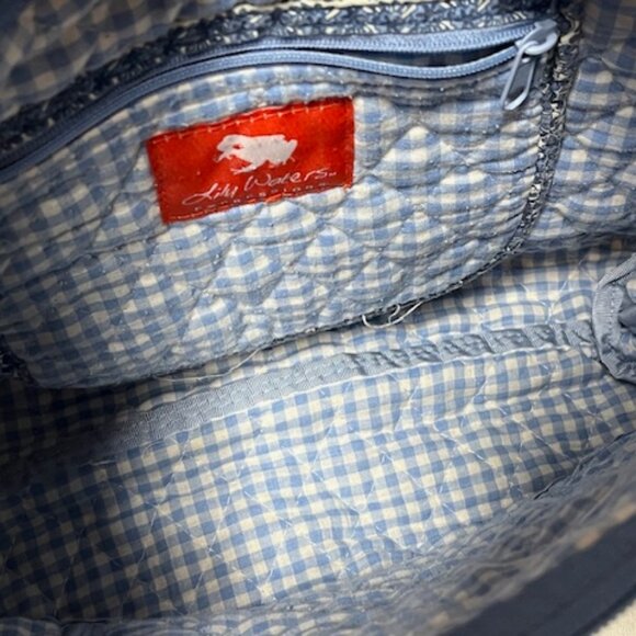 Lily Waters Expressions Quilted Floral Shoulder Zip Bag Blue White - Picture 15 of 16